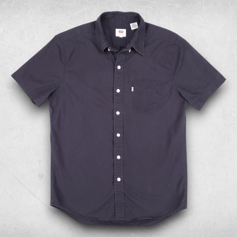 Levis Button Up Shirt Men S Black Short Sleeve Casual Streetwear Minimalist